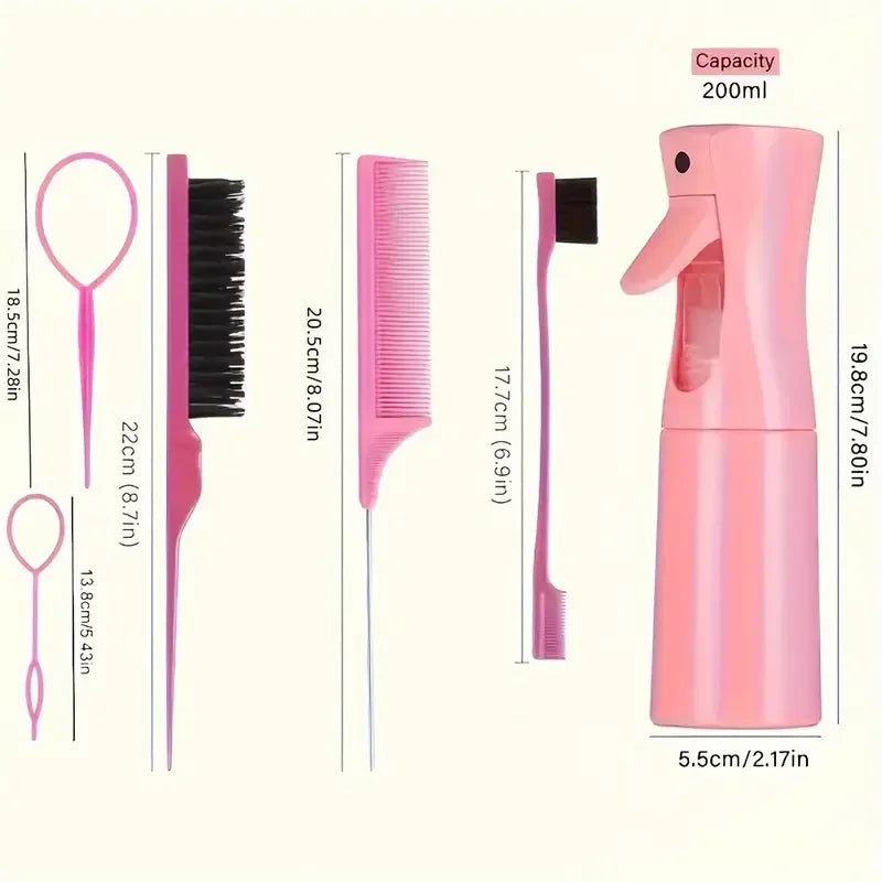 Hairdressing Brush Set Rat Tail Comb Teasing Edge Control Spray