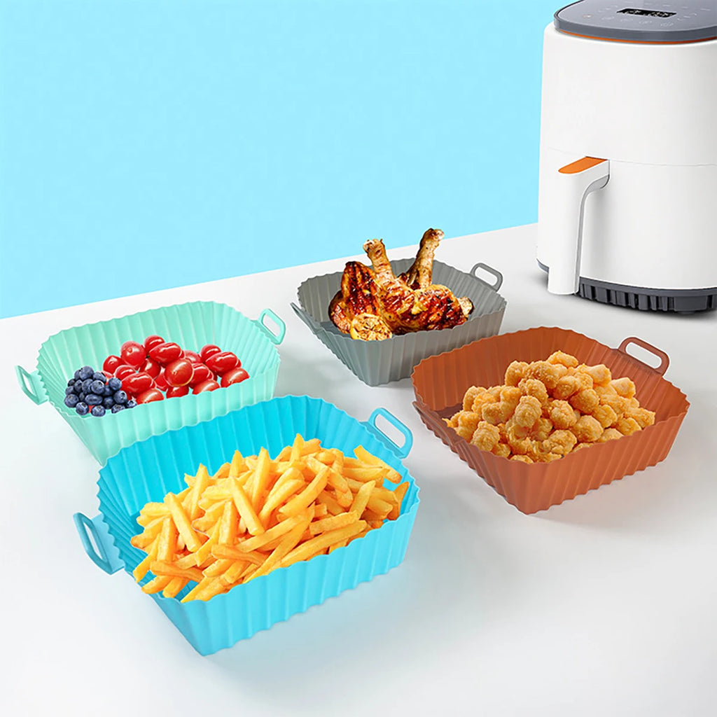 Air Fryer Silicone Liners Reusable Non-Stick Basket & Pizza Baking Tray