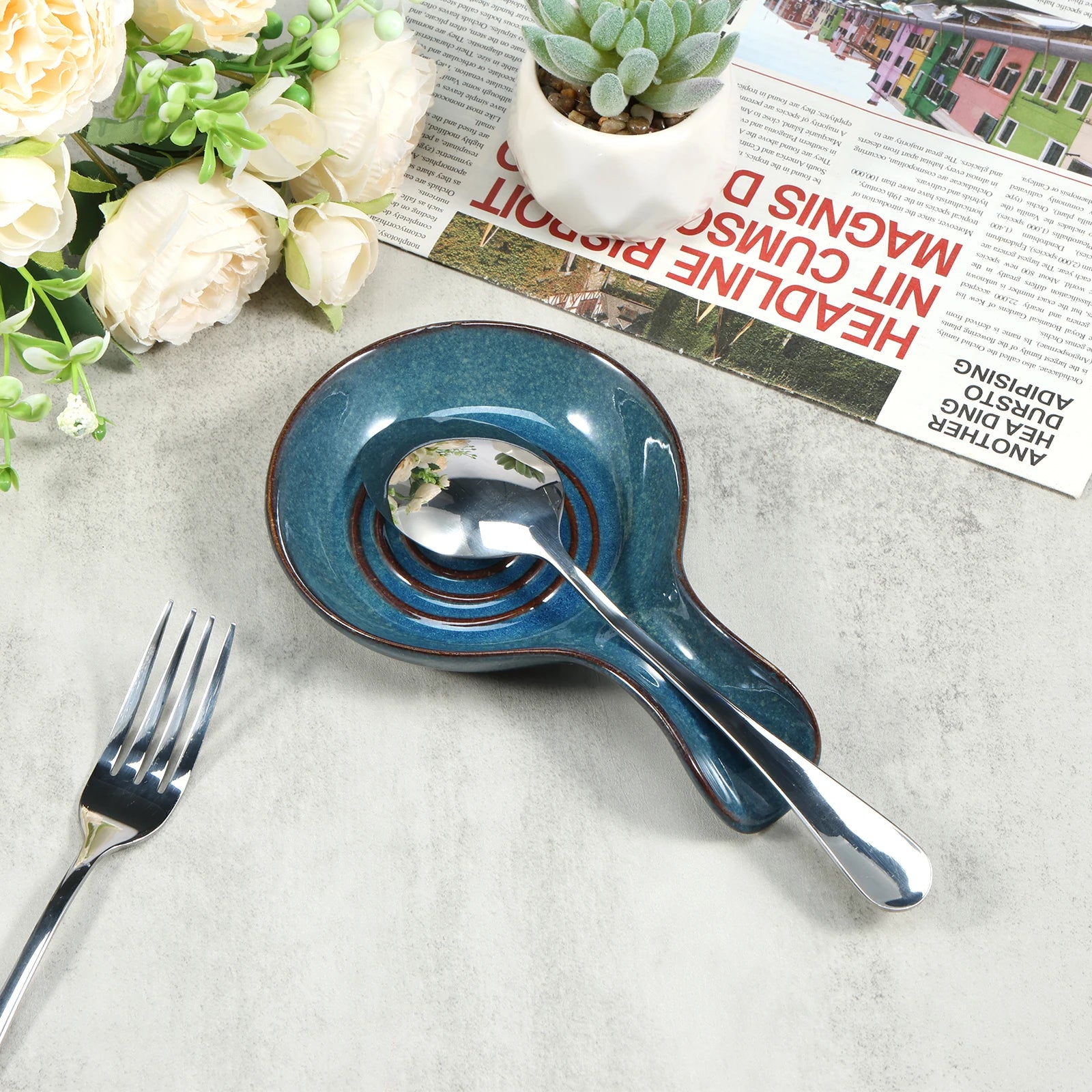 Large Ceramic Spoon Rest Dishwasher Safe Holder Secondary image