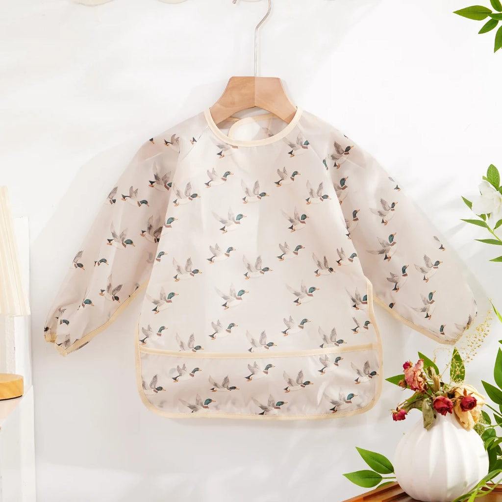 Waterproof Baby Bib Long Sleeve Apron for Feeding & Drawing