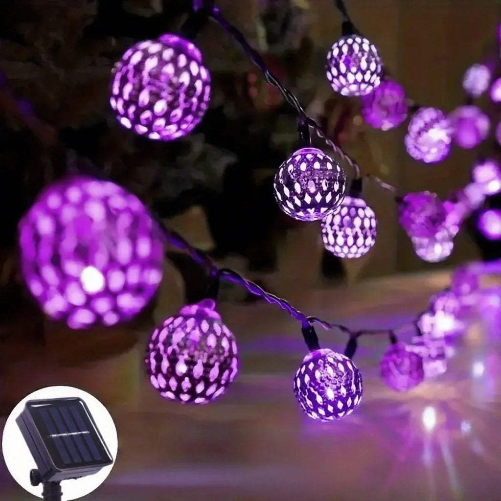 Solar Moroccan Ball String Lights Outdoor Fairy Decor