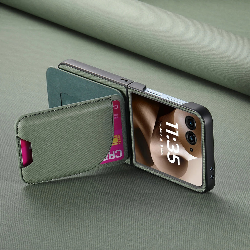 MagSafe Leather Card Holder Case for Motorola Razr 70 60 50 Ultra