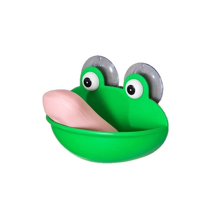 Cute Frog Soap Dish – Suction Cup Bathroom Soap Holder Rack Storage