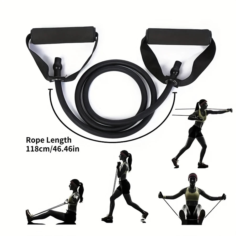 1pc 4-Level Resistance Bands with Handles for Home Workout Fitness