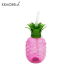 Tropical Theme Plastic Cup Pineapple & Coconut Tree Bottle with Straw