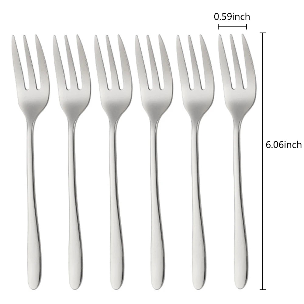 Gold Stainless Steel Fruit Fork Set Cake, Salad & Snack Cutlery (1–6Pcs)