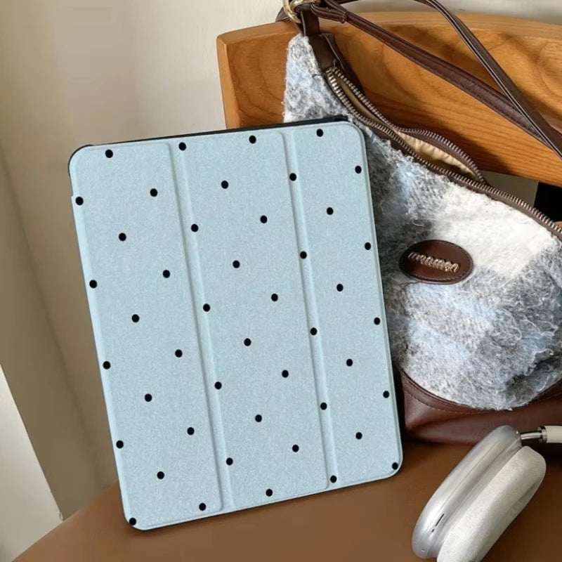 Black Polka Dots Trifold Case for iPad Air Pro Mini 10.2 10.9 Cover