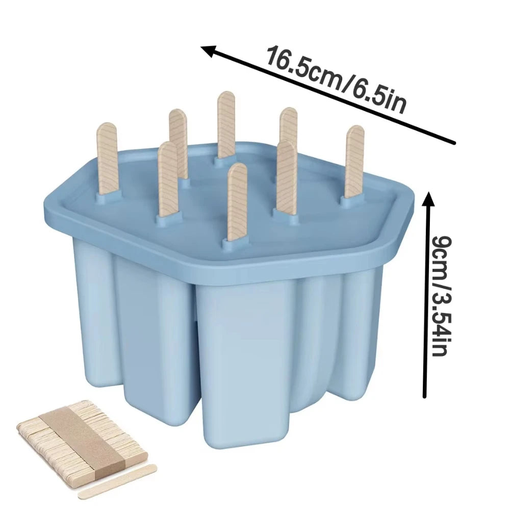 8 Holes Silicone Popsicle Mold – Reusable Ice Pop Maker Tray Easy Release