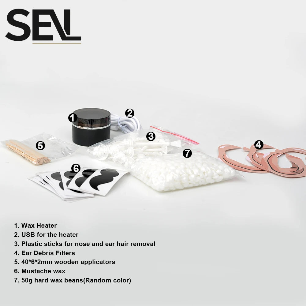 USB Wax Heater Machine with Depilatory Wax Beans – Nose Facial Hair Removal Kit