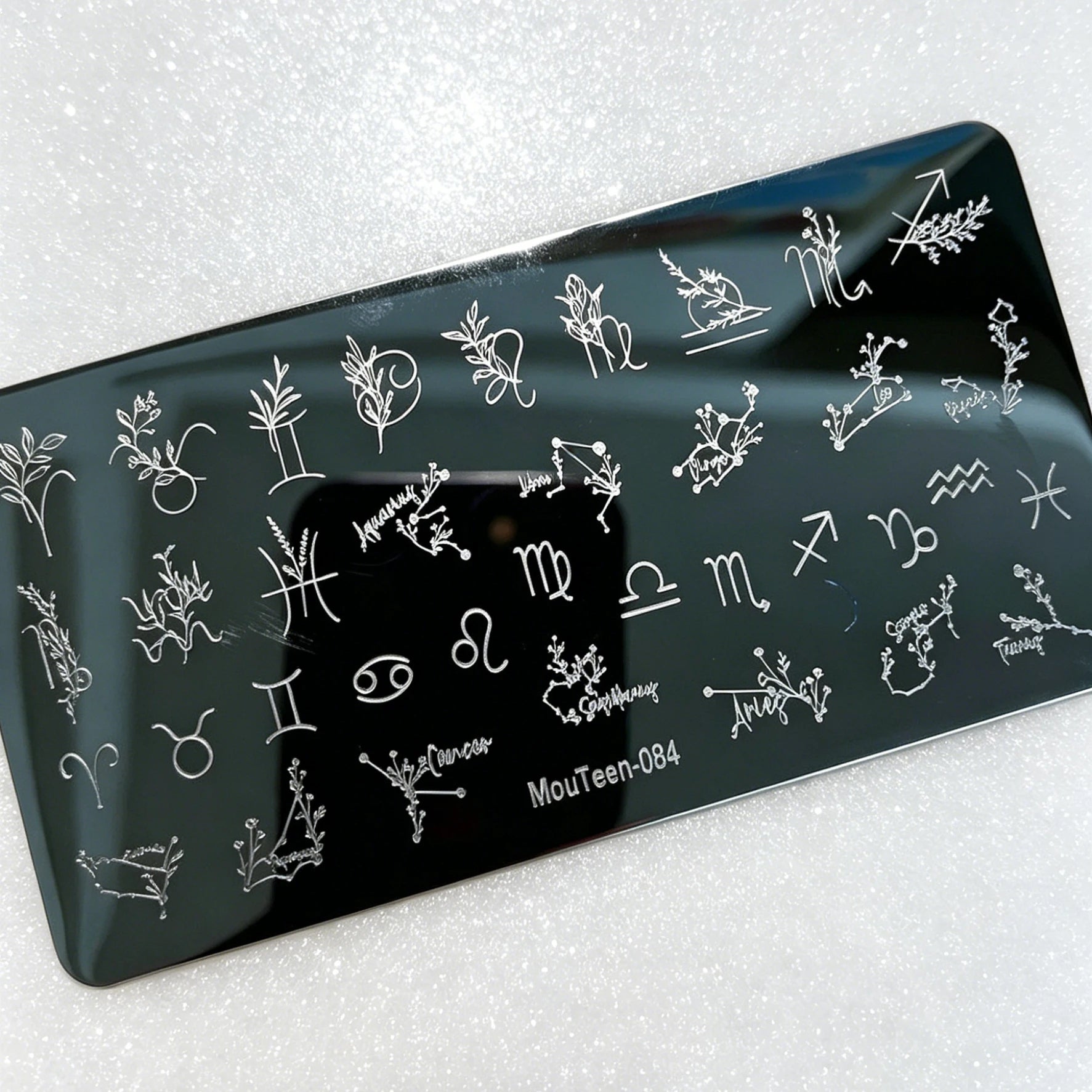 MouTeen263 Nail Stamping Plate Cursive Letter Nail Art Template