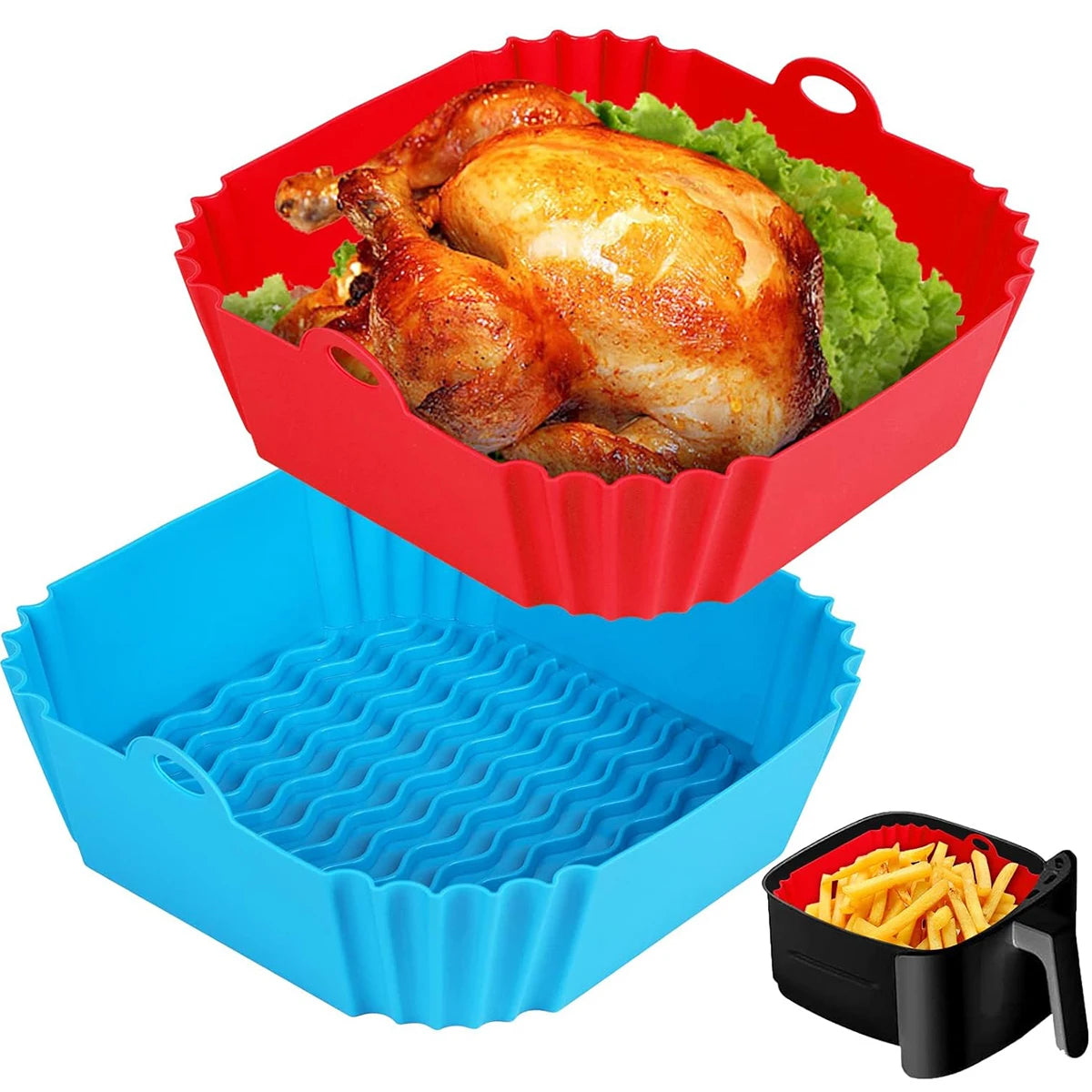 Air Fryer Silicone Liners Reusable Non-Stick Basket & Pizza Baking Tray Main image