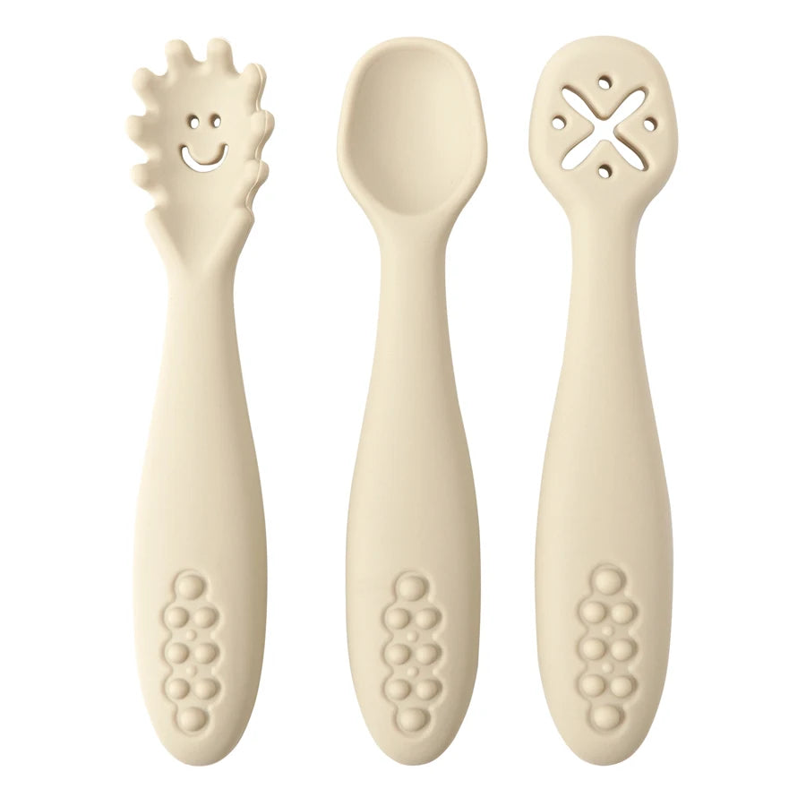 3PCS Baby Learning Spoon Set Soft Feeding Spoons for Toddlers