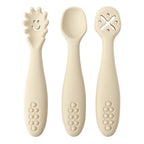 3PCS Baby Learning Spoon Set Soft Feeding Spoons for Toddlers