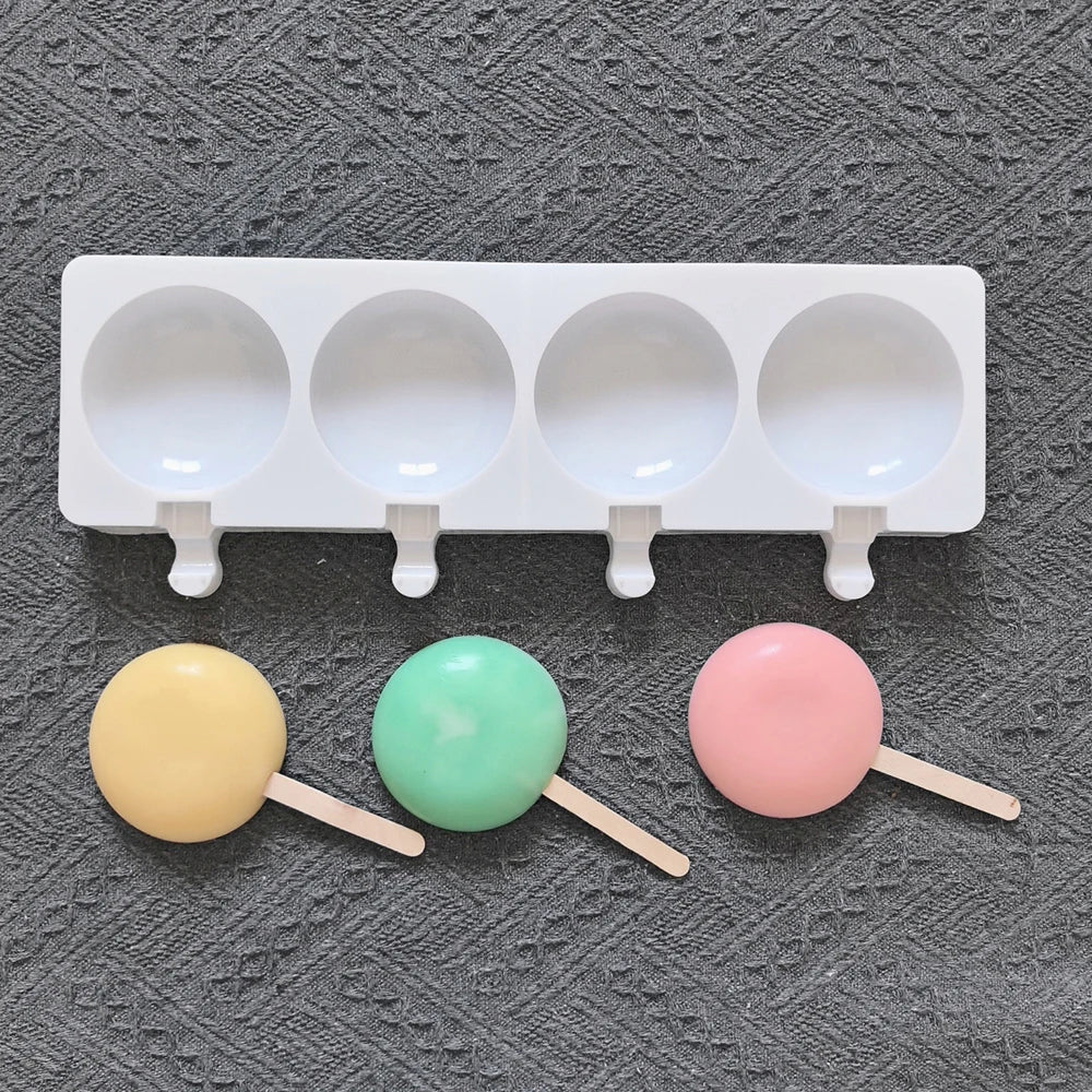 4 Hole Silicone Ice Cream Mold – Semi-Circular DIY Ice Cream Tray Maker