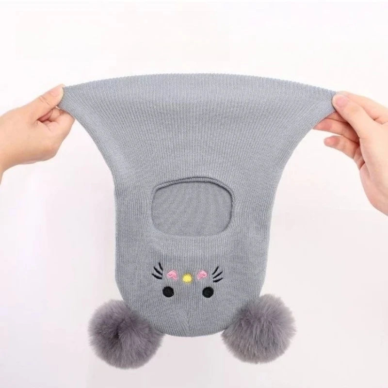 Kids Winter Balaclava Hat & Scarf Warm Hooded Beanie