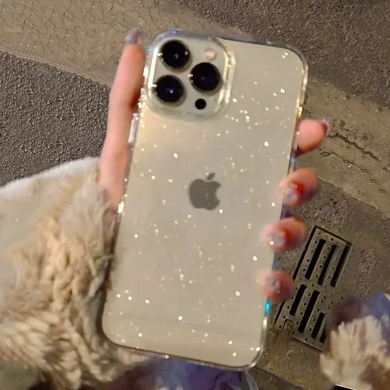 Pink Glitter Bling Clear Case for iPhone 11 12 13 14 15 16 17 Pro Max