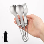 Titanium Foldable Spoon Fork Ultralight Camping & Hiking Spork Tool