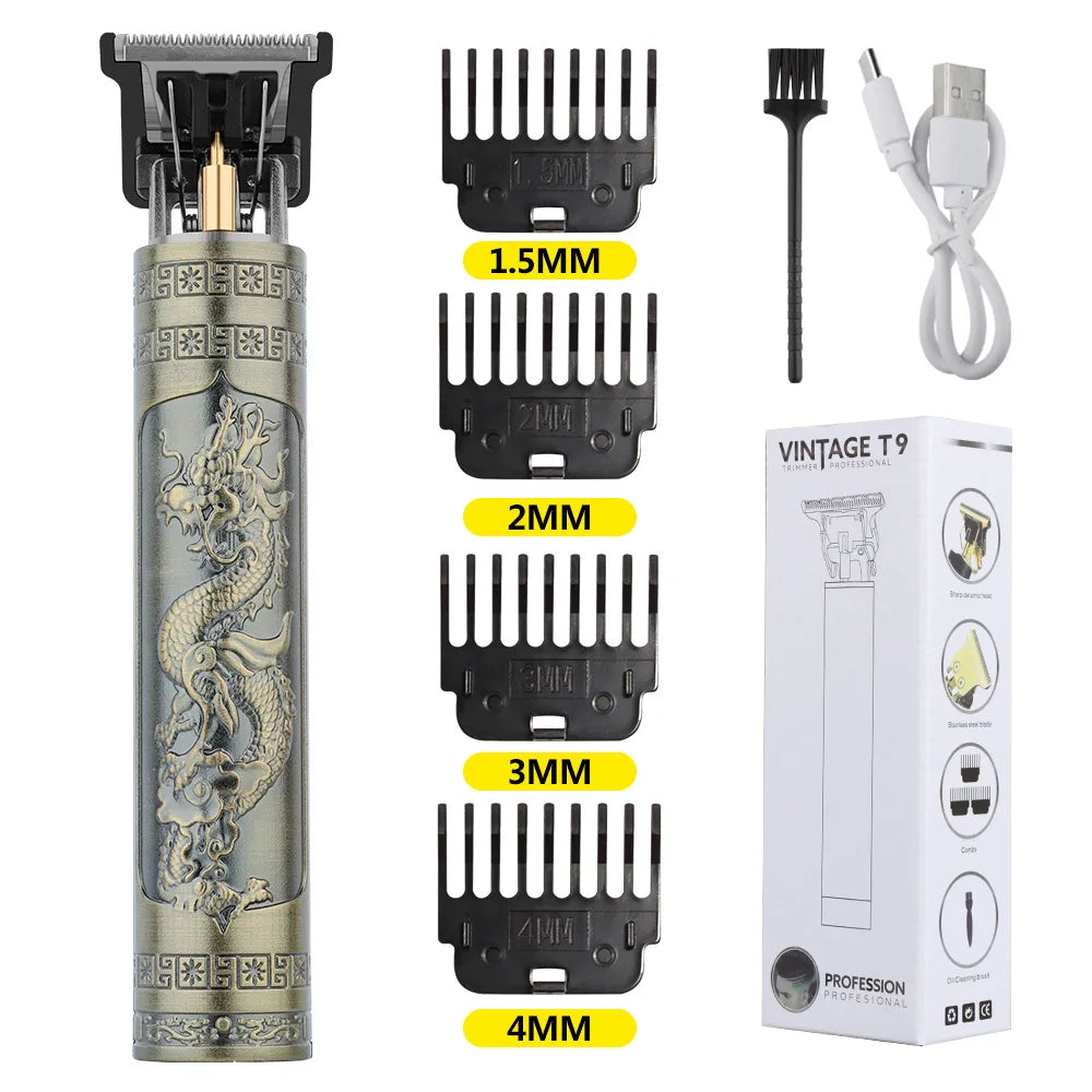 Retro T9 Hair Clipper Cordless Trimmer USB Recharge Barber Shaver Pro