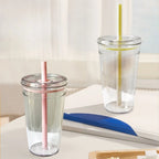 450ml Straw Cup Reusable Transparent Plastic Coffee Tumbler