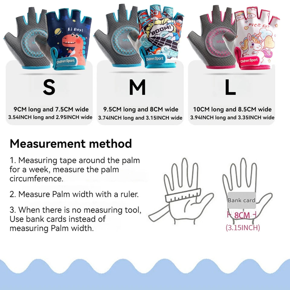 Kids Cycling Gloves Half Finger Breathable Anti Slip Bike
