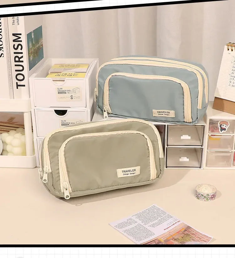 Large Capacity Pencil Case Stationery & Cosmetics Storage Bag