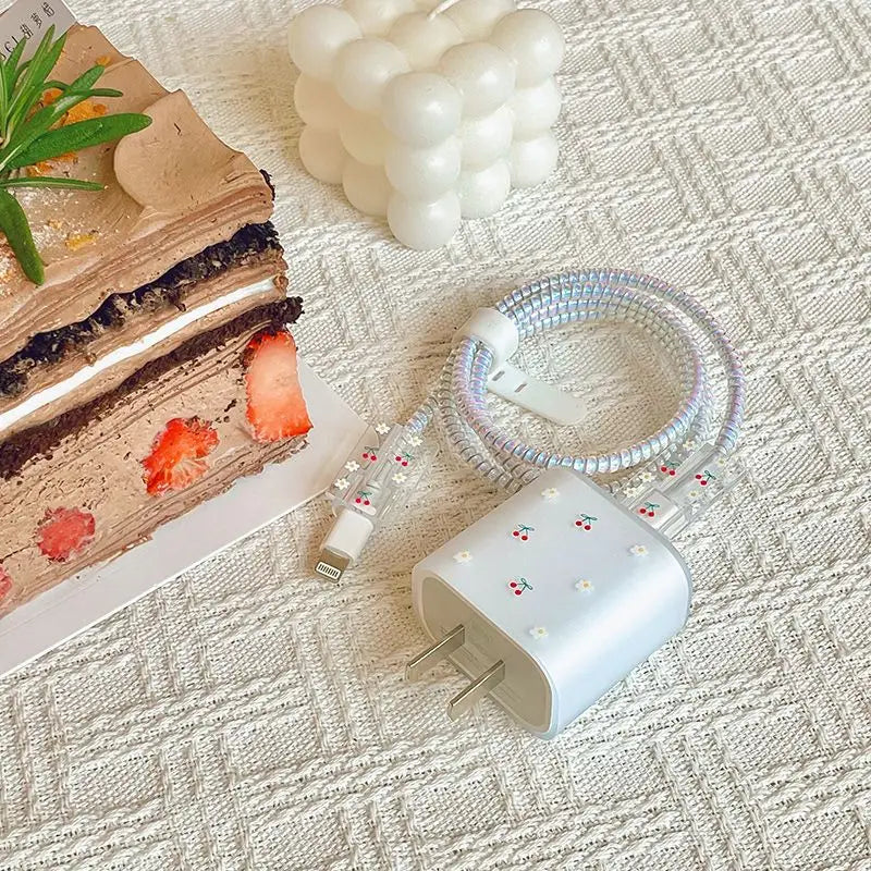 Cute Cherry Charger Cover for iPhone 20W USB Cable Protector