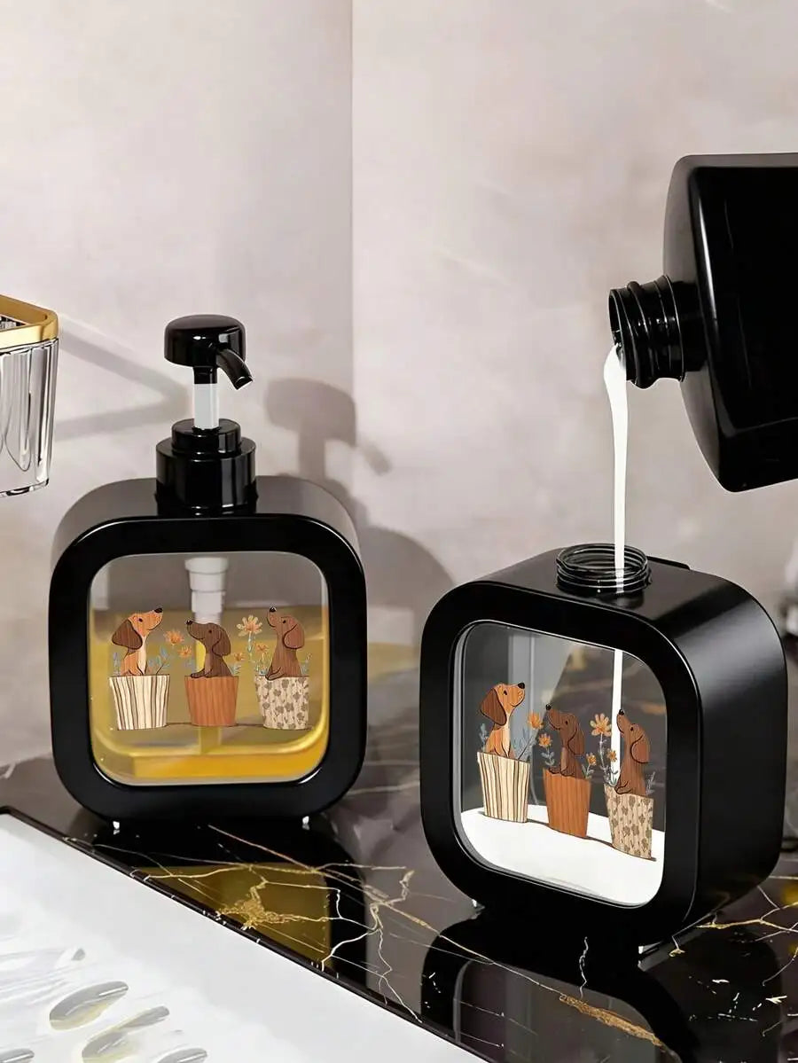 Cute Dachshund Soap Dispenser Dog Design Kitchen & Bathroom Pump Bottle