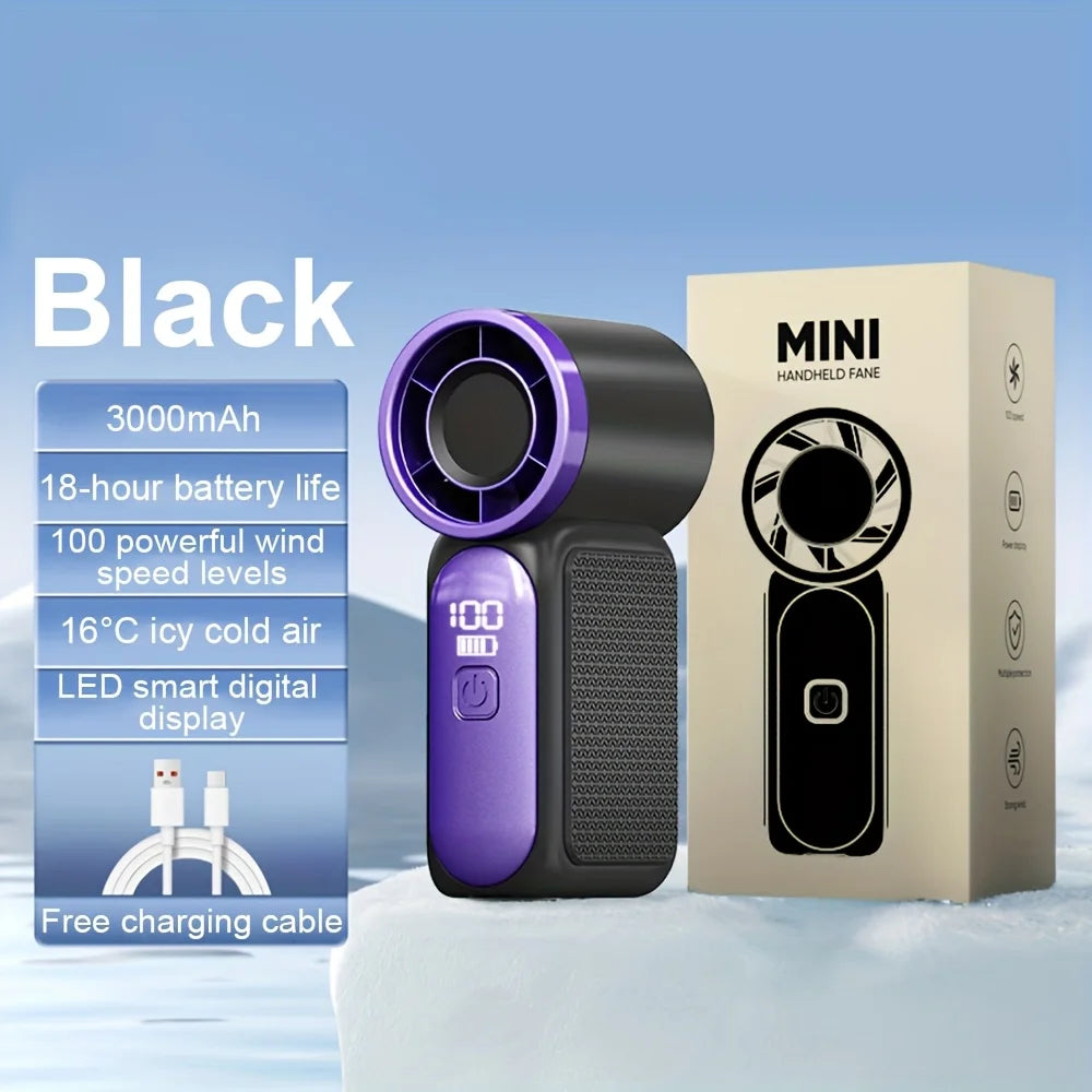 Mini Turbo Handheld Fan 3600mAh USB Rechargeable Portable Fan