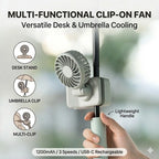 Portable Clip-On Fan UK 1200mAh USB-C Rechargeable Desk Fan