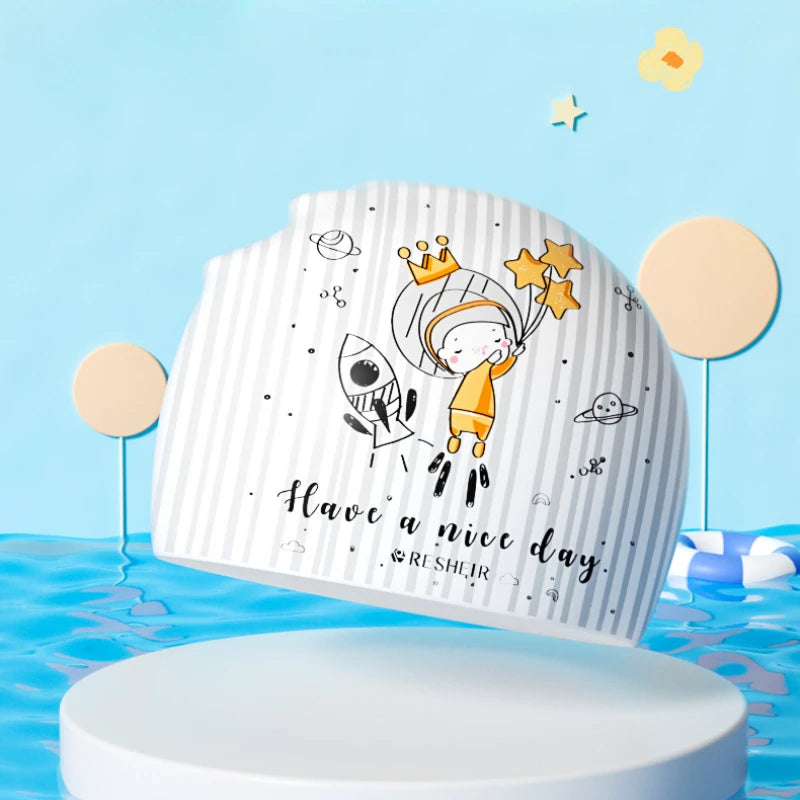 Cartoon Kids Silicone Swimming Cap Waterproof Swim Hat