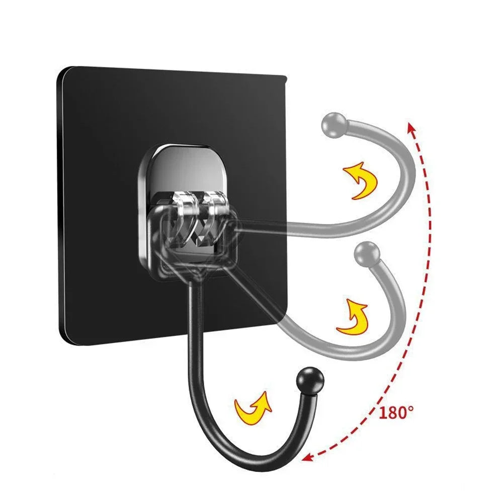 Rotating Self-Adhesive Hooks Waterproof Wall Storage Hook Set Secondary image