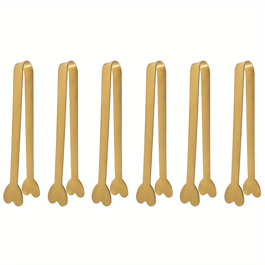 Small Gold Serving Tongs – Stainless Steel Mini Buffet & Appetizer Tongs