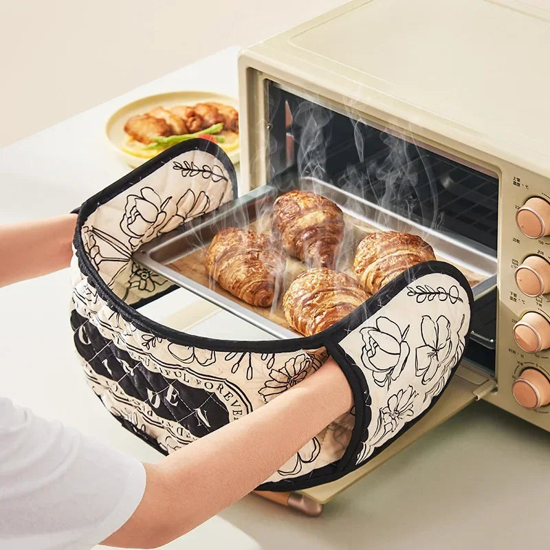 Cotton Linen Oven Mitt – Heat Resistant BBQ & Baking Glove