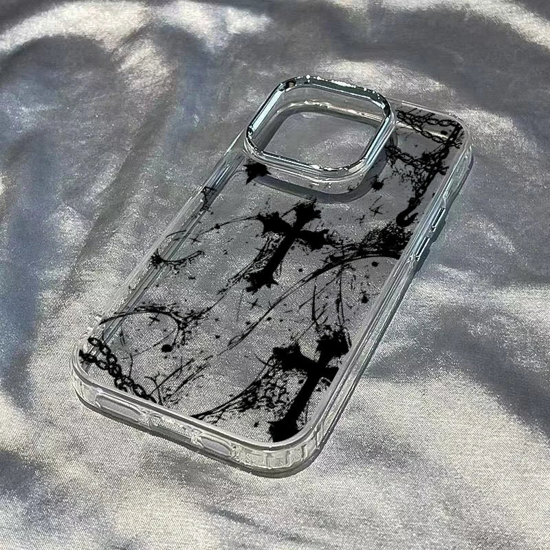 Gothic Cross Mark Clear Case for iPhone 11 12 13 14 15 16 17 Pro Max