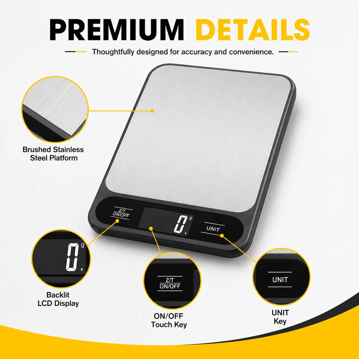 10KG Digital Kitchen Scale Stainless Steel LCD Main image