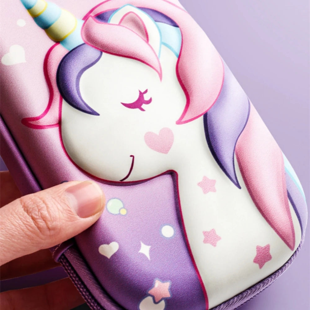 3D Unicorn Pencil Case Cute EVA Cartoon Stationery Box for Girls