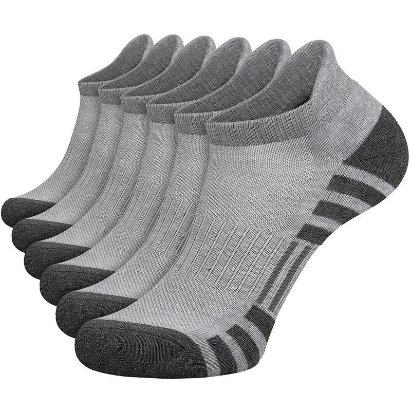Pack of 12 pairs men's breathable casual ankle socks in solid grey color.