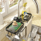 Space Aluminum Sink Drain Rack Faucet Sponge & Soap Organizer