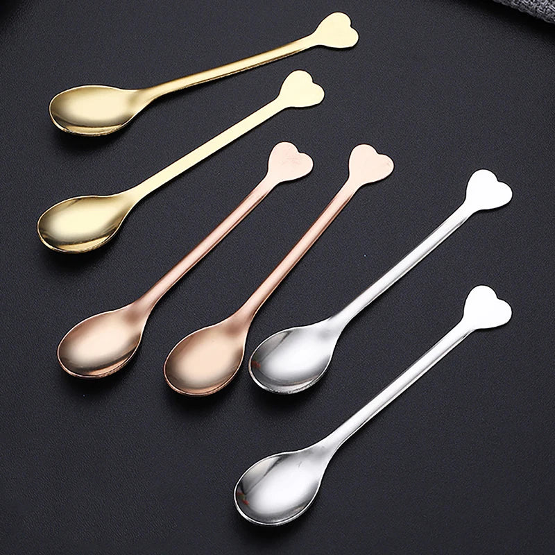 2Pcs Love Handle Coffee Spoon Set – Stainless Steel Tea & Dessert Spoon
