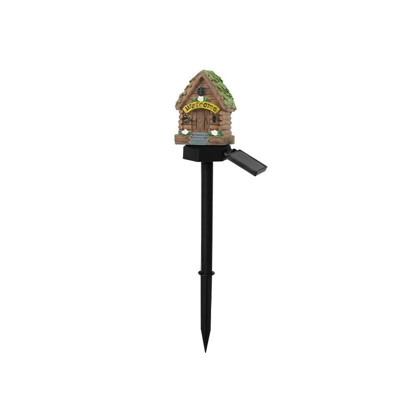 Solar Resin House LED Lamp for Garden & Lawn Landscape Decor
