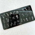 MouTeen263 Nail Stamping Plate Cursive Letter Nail Art Template