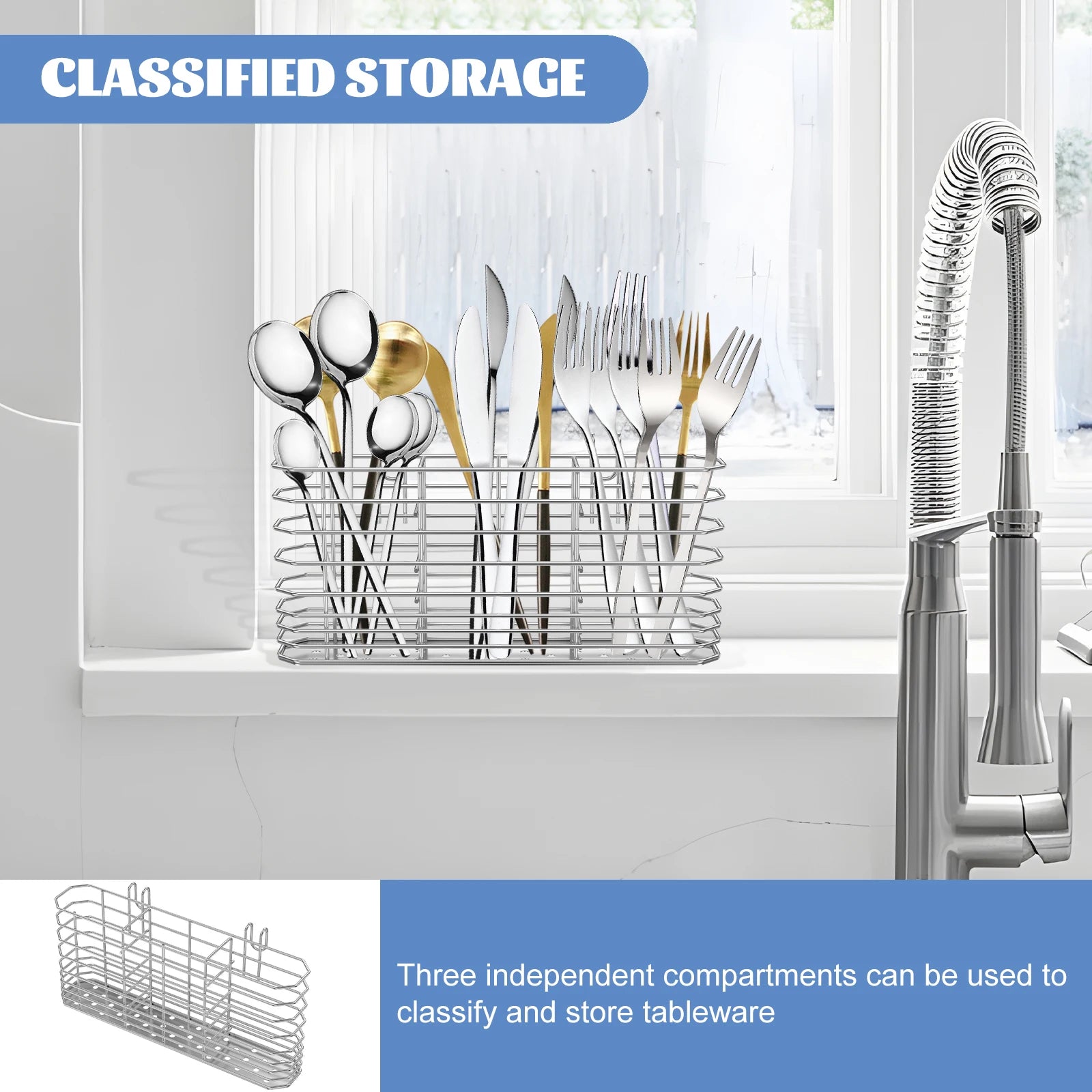 Stainless Steel Utensil Holder Hanging Cutlery Rack