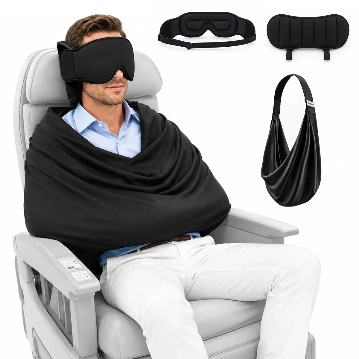 Airplane Sleeping Pillow – 3-in-1 Memory Foam Travel Support