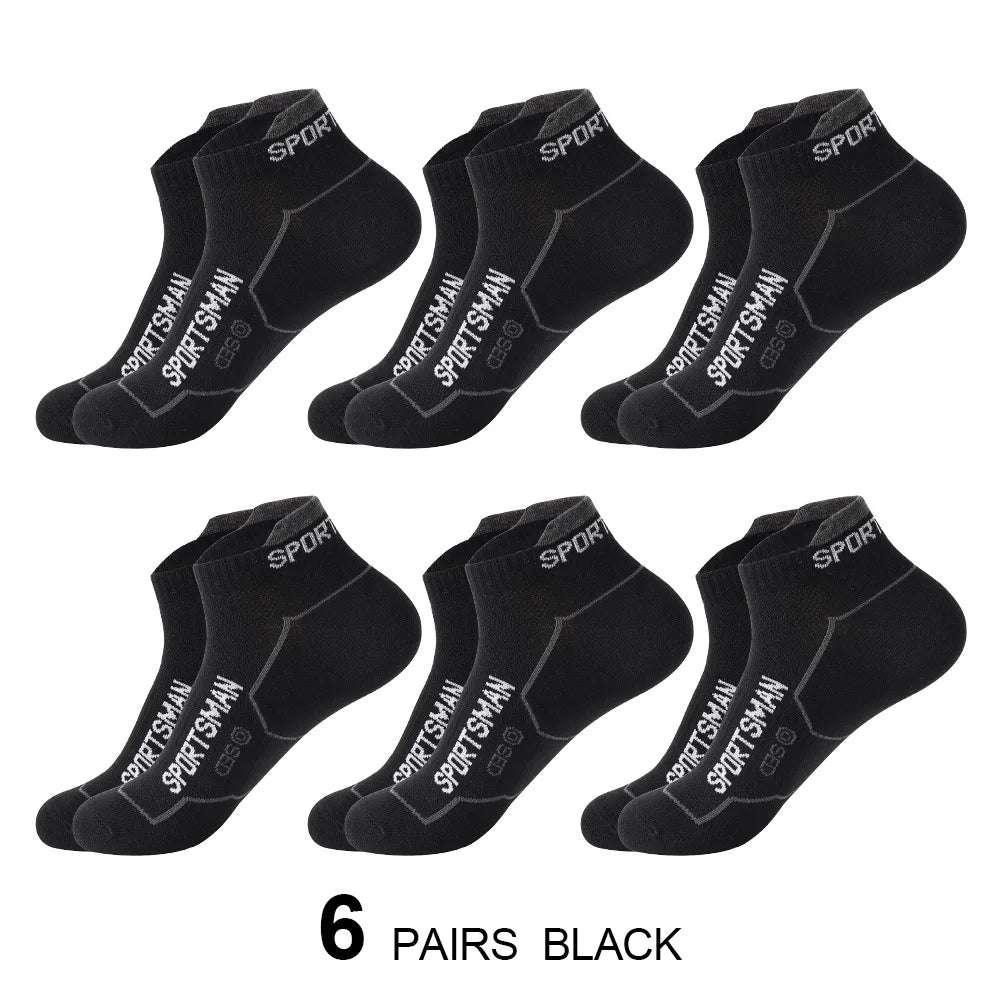 Breathable Basketball Socks Men 6 Pairs Sweat Absorbent Mesh Running