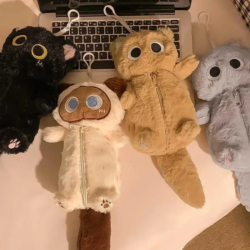 Plush Big-Eyed Cat Storage Bag Stationery Case