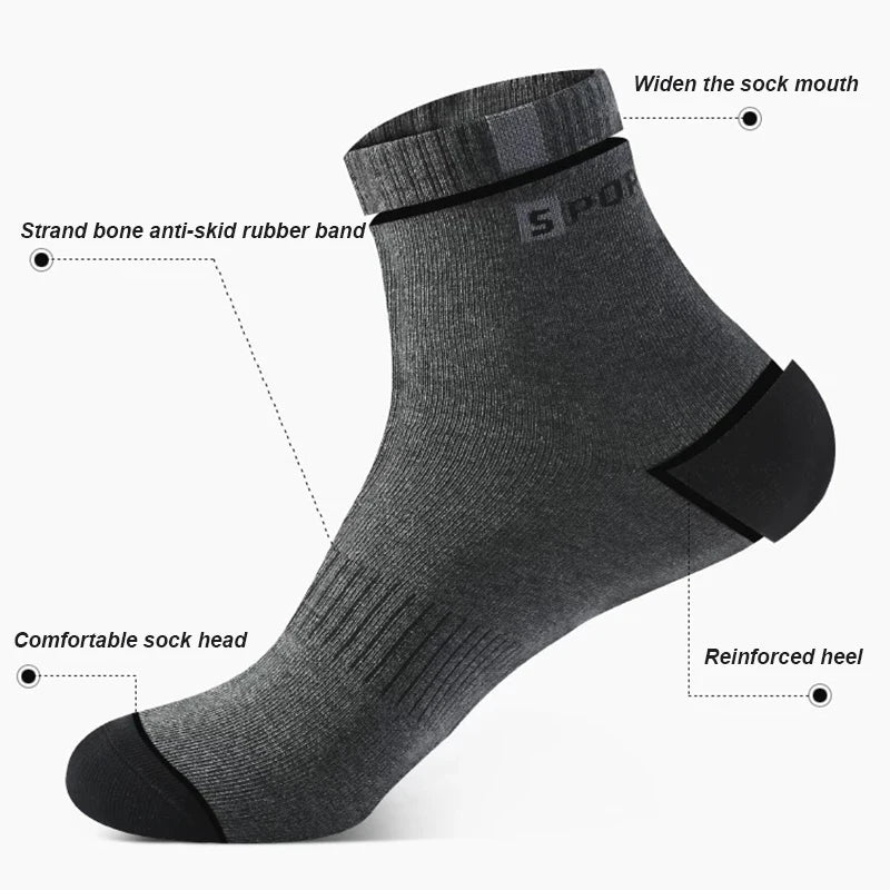 5 Pairs Men Cotton Sports Crew Socks Breathable Soft Summer