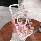 Pink Cherry Floral Magnetic Phone Case for iPhone 17 16 15 14 Pro Max