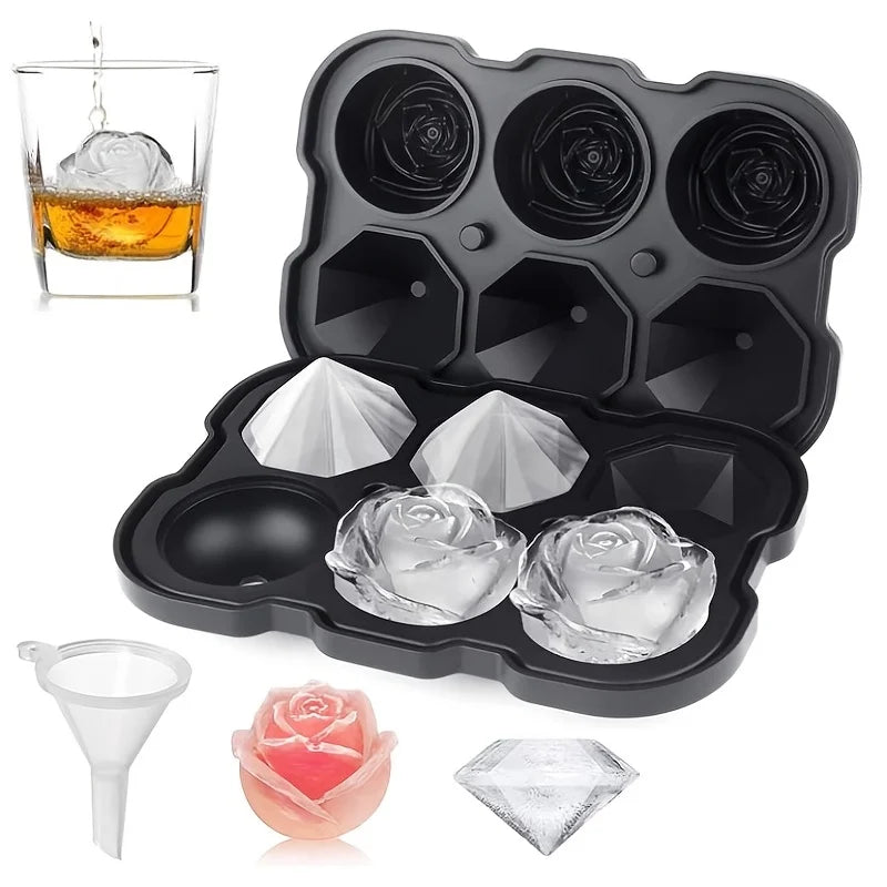 Diamond Rose Gun Shape Ice Cube Mold Silicone Cocktail Ice Maker Tray Main image