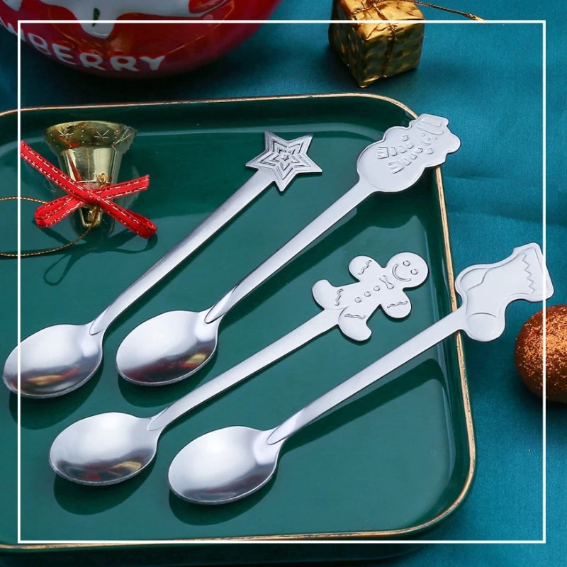 Christmas Coffee Spoon Stainless Steel – Nordic Dessert Spoon Gift Set