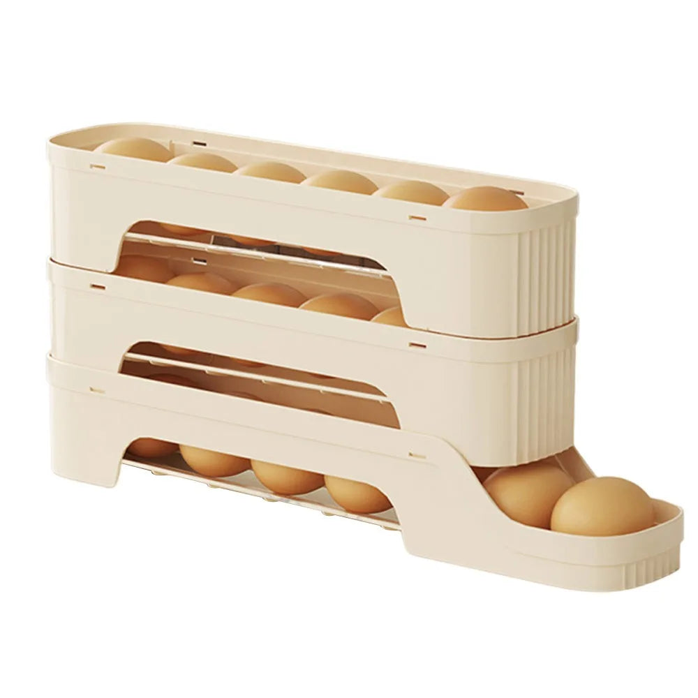 Rolling Egg Storage Box Fridge Egg Organizer
